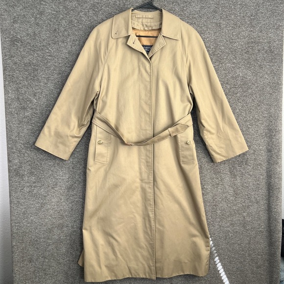 Burberrys Trench Coat Sz 8 X-Long Beige Zip In Nova Check Liner Belted Classic - Picture 1 of 15